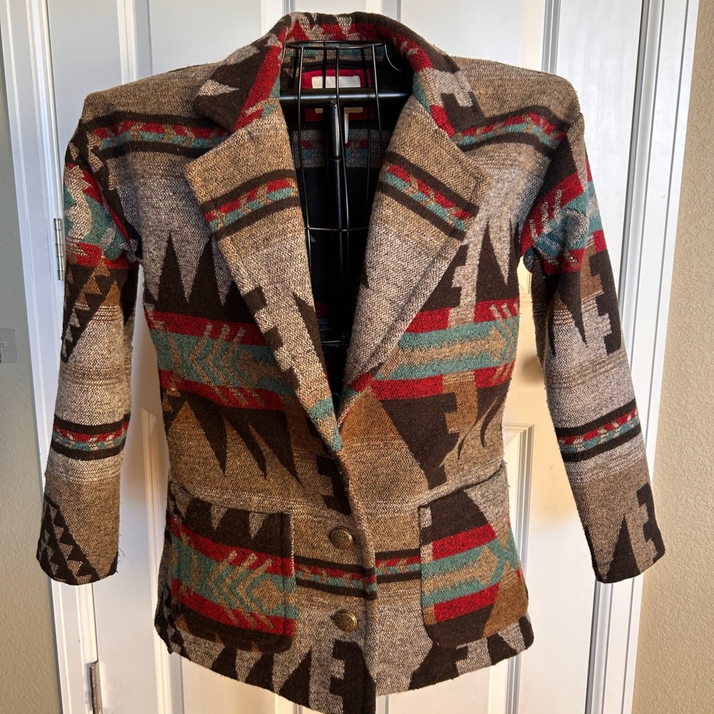 Women’s Fall coat.  Aztec design.